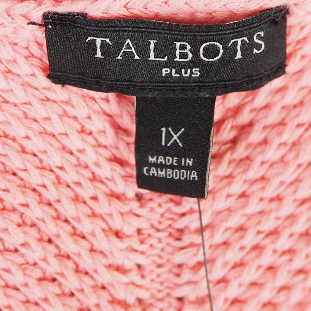 NWT Talbots Pima Cotton Pullover Knit Sweater Plus Size 1X Pink New Center Seam - Picture 8 of 10